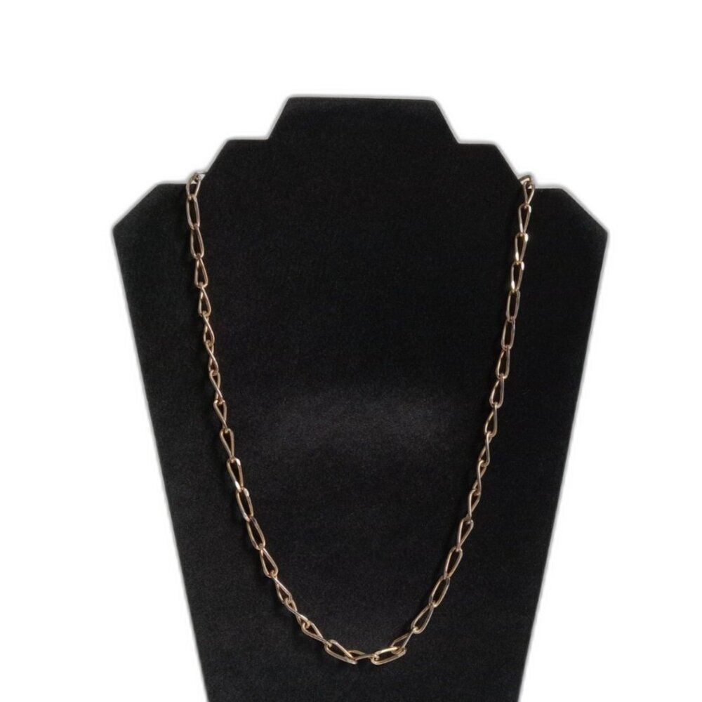 Gold Toned Oval Paper Clip Link Chain Single Strand Lightweight Fashion Necklace